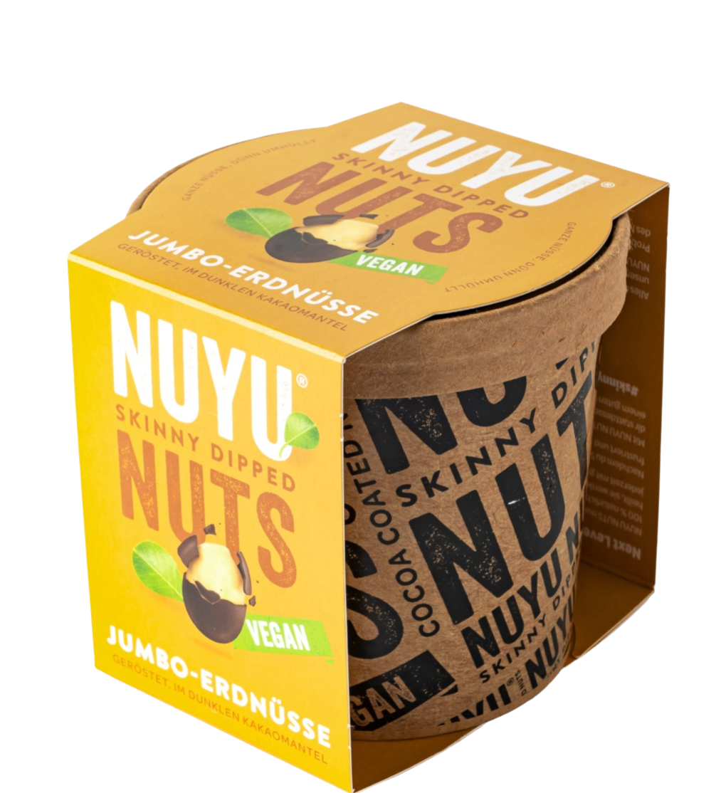 Geröstete Jumbo-Erdnüsse im dunklen Kakaomantel, vegan